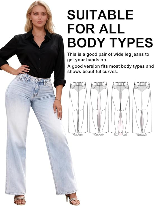 🔥LAST DAY SALE 50% OFF✨⚡ 50K+ SOLD! 🎁Mid-low Rise Baggy Jeans Stretchy Wide Leg for Women