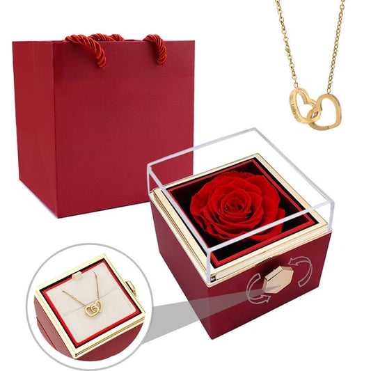 Eternal Rose Box - W/Engraved Necklace & Artificial Rose