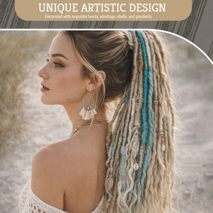 💁🏽‍♀️✨ Festival Boho Textured Ponytail - Instant Dreadlock Clip-In Extension ⚡🎶 No Braiding, No Damage, Edgy Style for Nights Out & Concerts