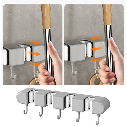 🔥Hot sale - Multifunctional Mop Holder with Hook. 🤓This will save another 30% of space.