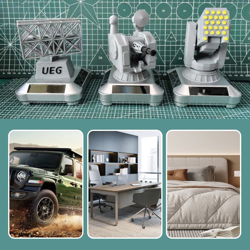 3D-Printed Solar-Powered Military Model Rotating Decorations
