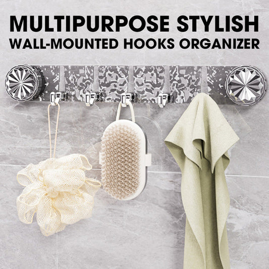 🚪【No-drill wonder! Super strong five-hook hanger】Say goodbye to clutter and tidy up in a second!