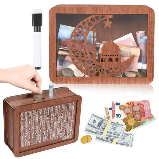 Wooden Money Saving Box with Maker Pen