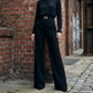 Women's High-Waist Wide-Leg Pants with Buckle