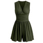 Women's Sleeveless V-Neck Ruched Waist Romper