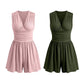 Women's Sleeveless V-Neck Ruched Waist Romper