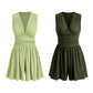 Women's Sleeveless V-Neck Ruched Waist Romper